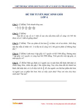 Đề thi chọn học sinh giỏi Toán lớp 4 (Kèm đáp án)